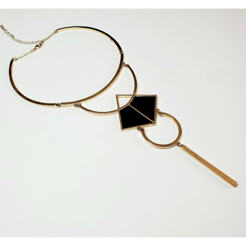 Gold With Black Collar Necklace circles